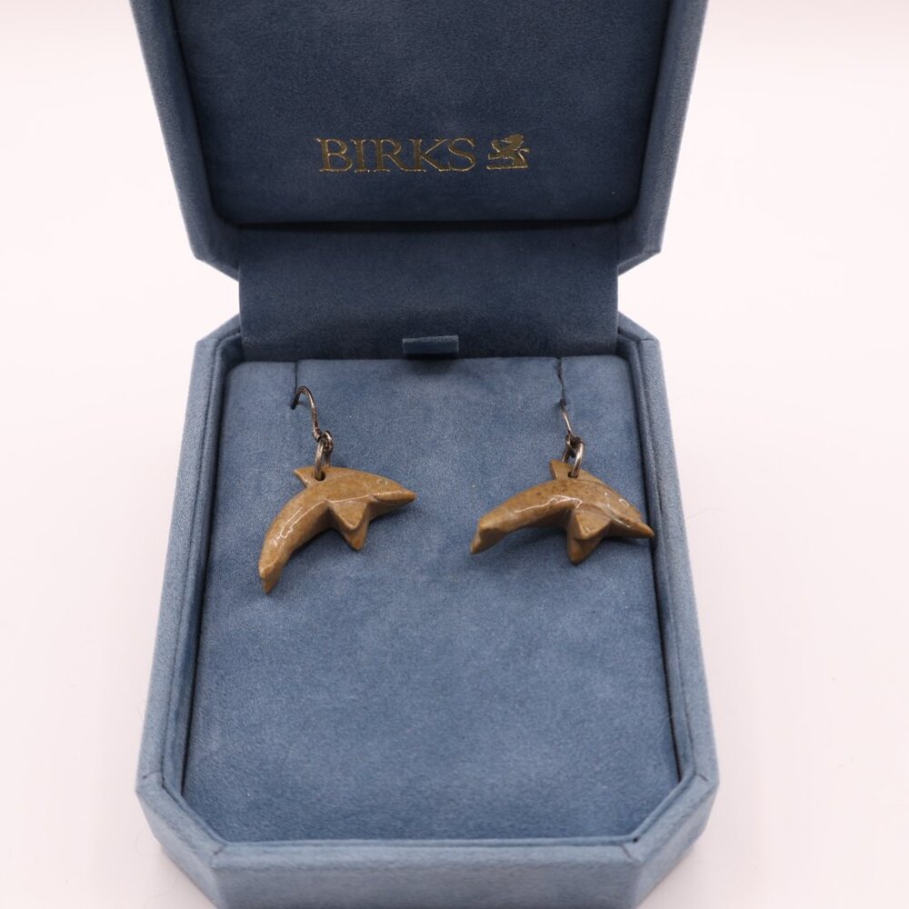 Jasper Dolphin Earrings with Sterling wires